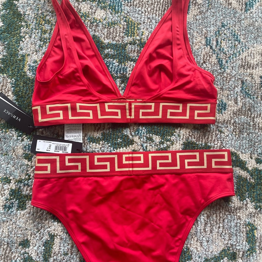 Versace Greca High Waist Bikini Bottoms and Top